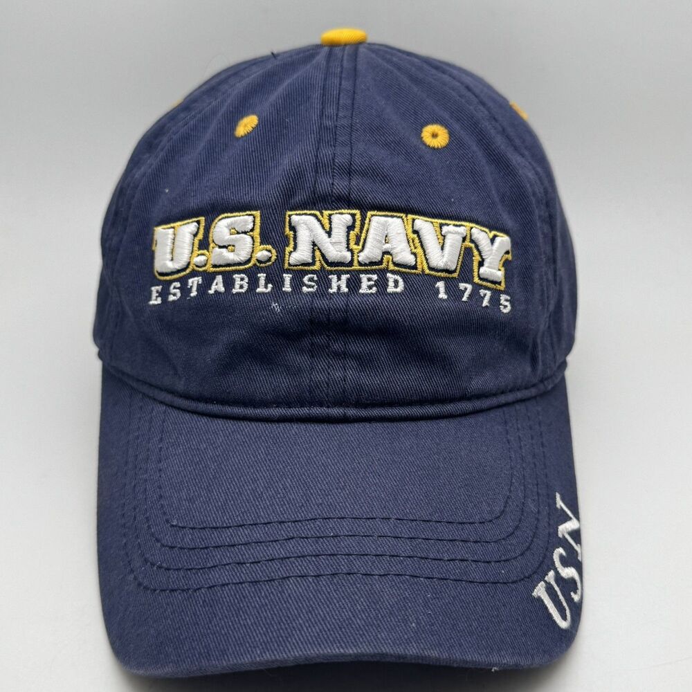 US Navy Hat Cap ML Caps Navy Blue Established 1775 USN Adjustable